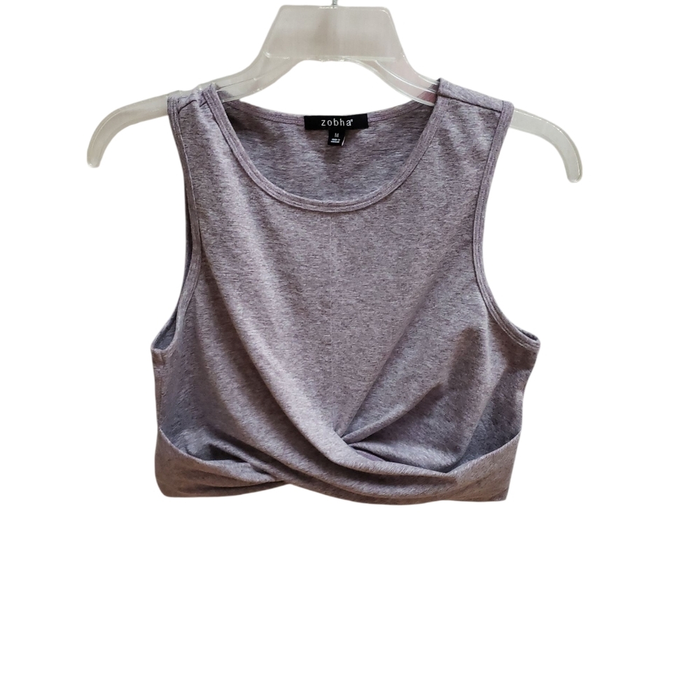 Zobha Heather Purple Women's Tank Top Size M Criss Cross Front Athletic
